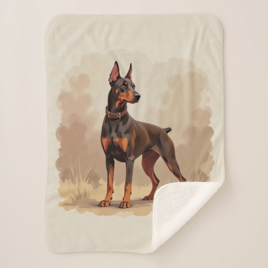 レッドラストブラウン ドーベルマンピンシャー 犬 シェルパブランケット (正面)