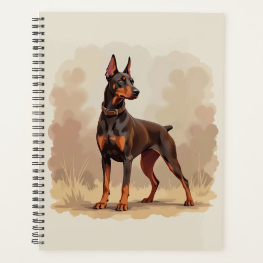レッドラストブラウン ドーベルマンピンシャー 犬 プランナー手帳 (正面)