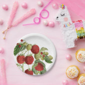 レッドラズベリーボタニカルデザイン紙プレート ペーパープレート (パーティー)