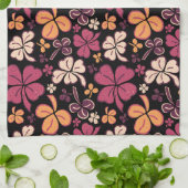 レッドラッキーシャムロッククローバーセントパトリックの日 キッチンタオル (折り畳み)