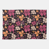 レッドラッキーシャムロッククローバーセントパトリックの日 キッチンタオル (横)