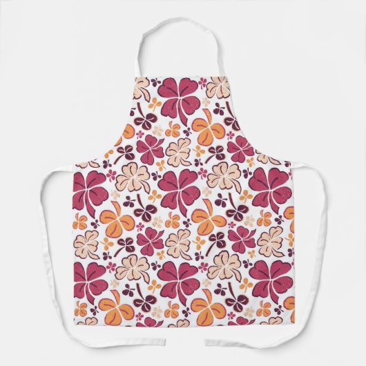 レッドラッキーシャムロックスクローバーセントパトリックの日アプロ エプロン (正面)