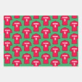 レッドラッピング紙シートのサッカーシャツ ラッピングペーパーシート (正面3)