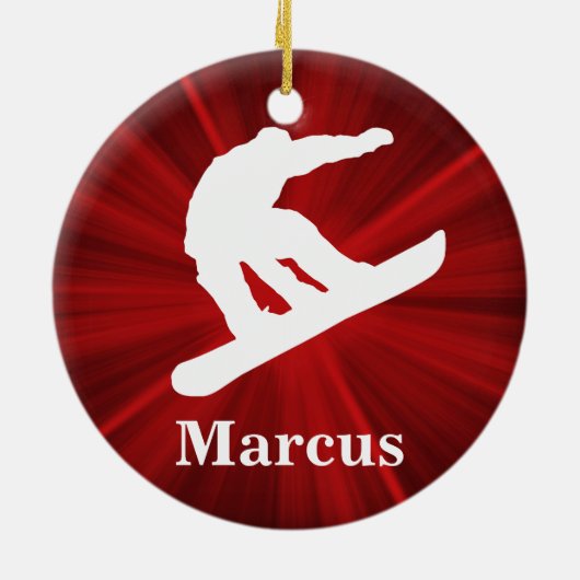 レッドラディアンパーソナライズされたススノーボードオーナメント セラミックオーナメント (裏面)