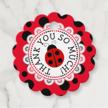 レッドラディバグありがとうパーソナライズされたギフトラベル