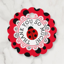 レッドラディバグありがとうパーソナライズされたギフトラベル フェイバータグ