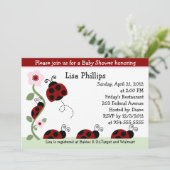 レッドラディバグとフラワーベビーシャワー招待状 招待状 (スタンド正面)