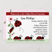 レッドラディバグとフラワーベビーシャワー招待状 招待状 (正面/裏面)