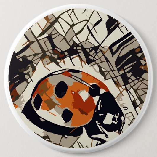 レッドラディバグの様式化スケッチ 缶バッジ (正面)