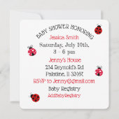 レッドラディバグガールベビーシャワー招待状 招待状 (裏面)