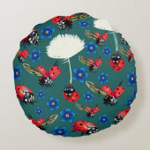 レッドラディバグズブルーフラワーラウンドクッション ラウンドクッション (裏面)