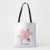 レッドラディバグピンクリリーフラワー名前をカスタムするの子供の女の子 トートバッグ (正面)