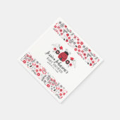 レッドラディバグ女パーソナライズされたの子フローラベビーシャワー スタンダードカクテルナプキン (角)