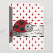 レッドラディバグ女子6thバースデーパーティー 招待状 (正面/裏面)