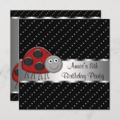 レッドラディバグ女子8thバースデーパーティー 招待状 (正面/裏面)