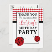 レッドラディバグ子供の誕生日パーティーありがとう ポストカード (正面/裏面)
