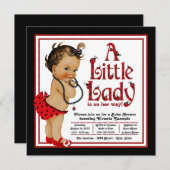 レッドラディバグ民族少女ラディバグ赤ちゃんシャワー 招待状 (正面/裏面)