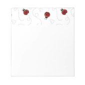 レッドラディバグ甲虫の虫の恋人ブラックハート ノートパッド (正面)