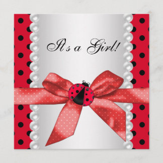 レッドラディバグ赤ちゃんシャワー 招待状