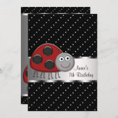 レッドラディバグ7thバースデーパーティーへの招待ラディバグ 招待状 (正面/裏面)