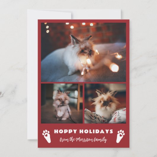 レッドラビットポーズフォトコラージョッピー休日 シーズンカード (正面)