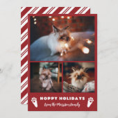 レッドラビットポーズフォトコラージョッピー休日 シーズンカード (正面/裏面)