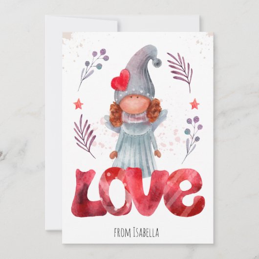 レッドラブアンドウォーターカラーレディ格言バレンタイン シーズンカード (正面)