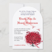 レッドラブツリーバード5 x 7結婚式招待状 招待状 (正面)