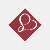 レッドラブハートウェディングパーティー紙ナプキンズセット スタンダードカクテルナプキン (角)