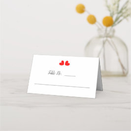 レッドラブハートオンホワイト結婚ズ プレイスカード