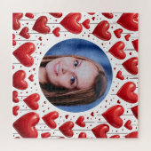 レッドラブハートカスタム写真パーソナライズされた ジグソーパズル (横)