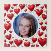 レッドラブハートカスタム写真パーソナライズされた ジグソーパズル (縦)