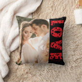 レッドラブハートカップルフォトバレンタイン クッション (ブランケット)
