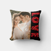 レッドラブハートカップルフォトバレンタイン クッション (正面)