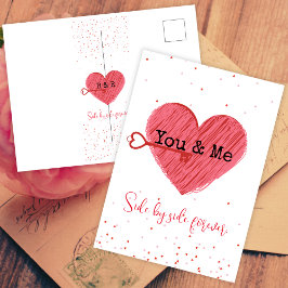 レッドラブハートキュートヴィンテージレトロバレンティンデー シーズンポストカード