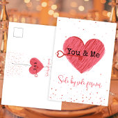 レッドラブハートキュートヴィンテージレトロバレンティンデー シーズンポストカード