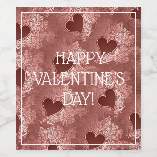 レッドラブハートバレンタインズデイワインボトルラベル ワインラベル (シングルラベル)