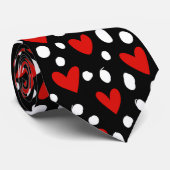レッドラブハートバレンタインデロマンチックなパターン ネクタイ (ロール)
