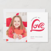 レッドラブハートバレンタインデーカスタムのフォトカード サンキューカード (正面)