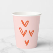 レッドラブハートバレンタインデーピンク 紙コップ (裏面)