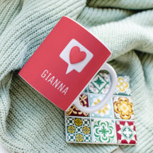 レッドラブハートロマンガーリーパーソナライズされたム名