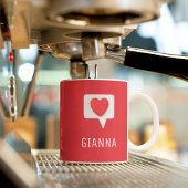 レッドラブハートロマンガーリーパーソナライズされたム名 コーヒーマグカップ