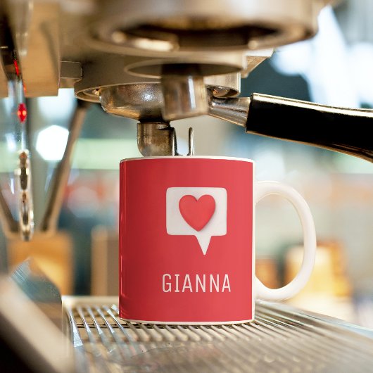 レッドラブハートロマンガーリーパーソナライズされたム名 コーヒーマグカップ