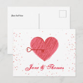 レッドラブハートロマンスハッモダンクヴァレンティーンズデー シーズンポストカード (正面/裏面)