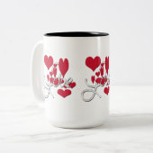レッドラブハート ツートーンマグカップ (正面左)