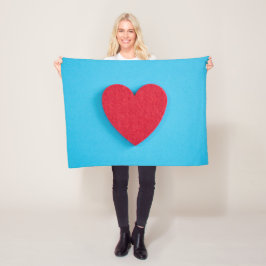 レッドラブハート フリースブランケット