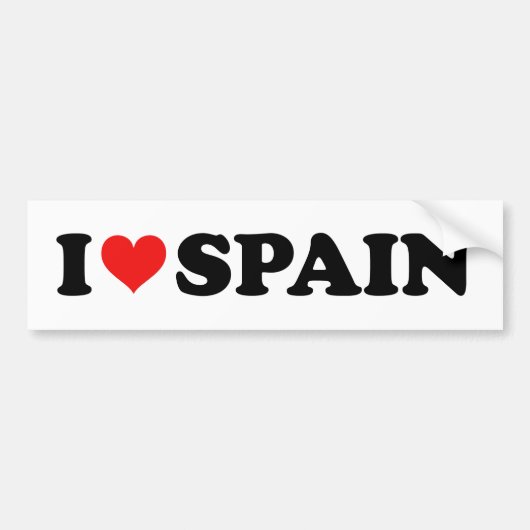 レッドラブハートI Love Spain スペインの バンパーステッカー (正面)