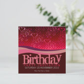 レッドラブバブルパーティー誕生日招待状 招待状 (スタンド正面)