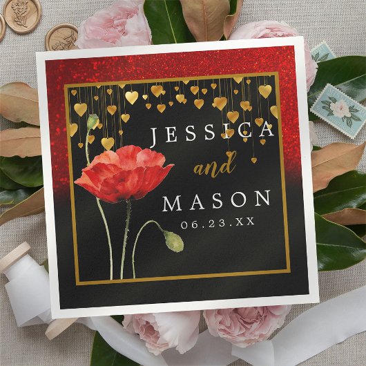 レッドラブバラ結婚ズカクテルナプキンス スタンダードカクテルナプキン