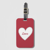 レッドラブホワイトハート ラゲッジタグ (正面縦)